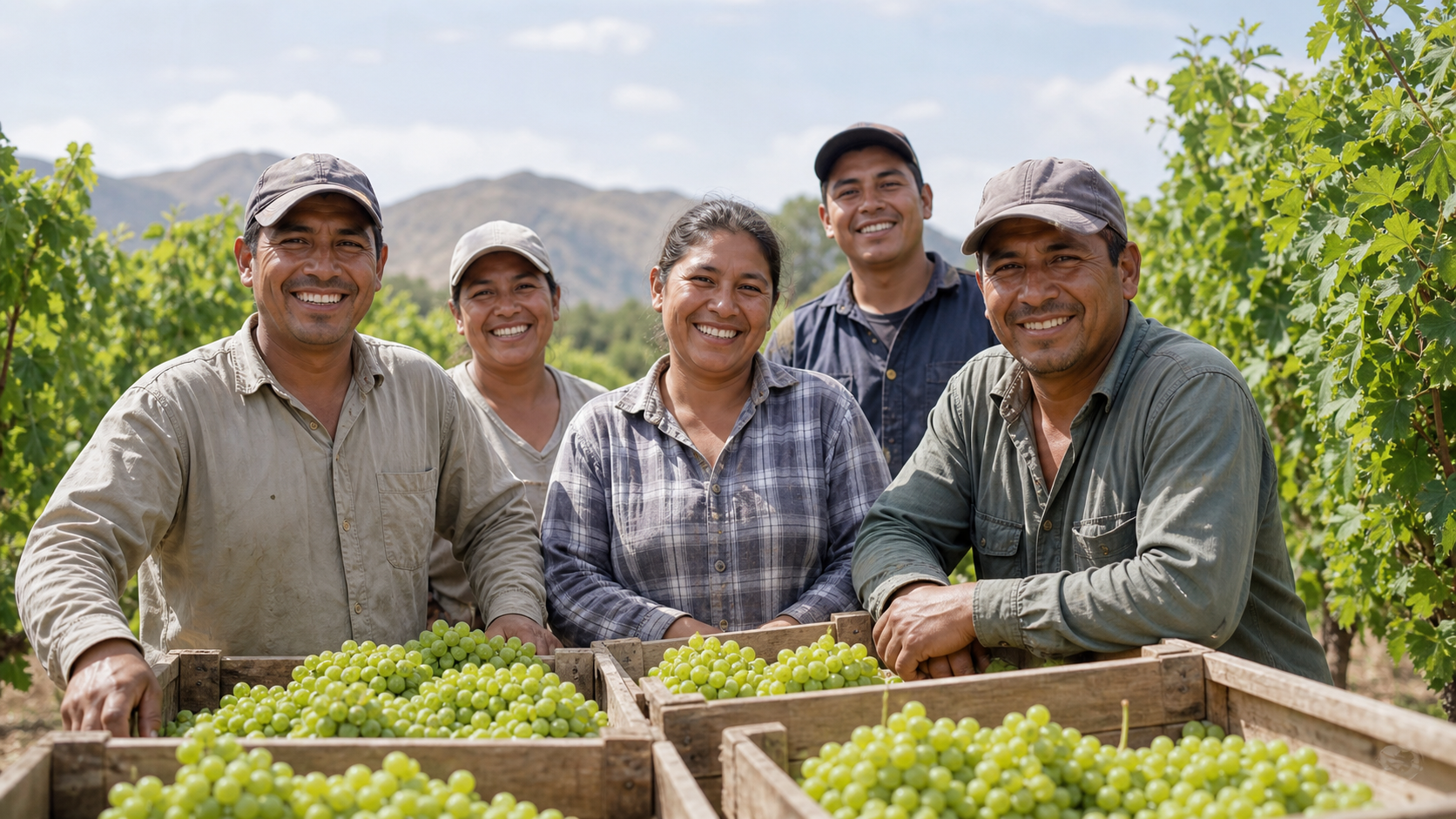 Equipo de campo preparando fruta fresca